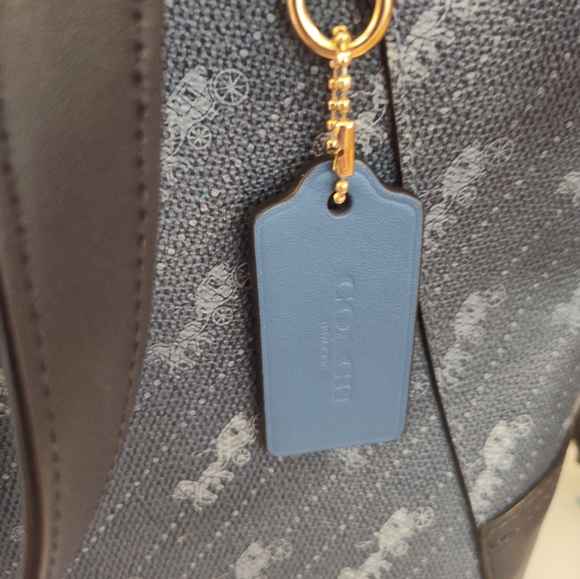 Coach (C4061) Medium Denim Diagonal Horse Carriage Print Coated Canvas Tote Bag - Picture 9 of 16